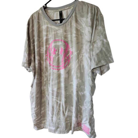 2xl Adidas Baseball Tie Dye Smiley Face Tee Shirt Gray Pink - Picture 1 of 8